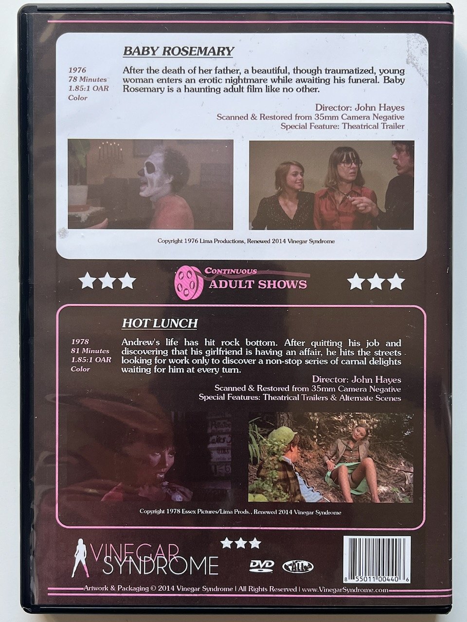 Peekarama Double Bill - BABY ROSEMARY (1976) & HOT LUNCH (1978) DVD Candida Royalle, Desiree Cousteau - Image 2
